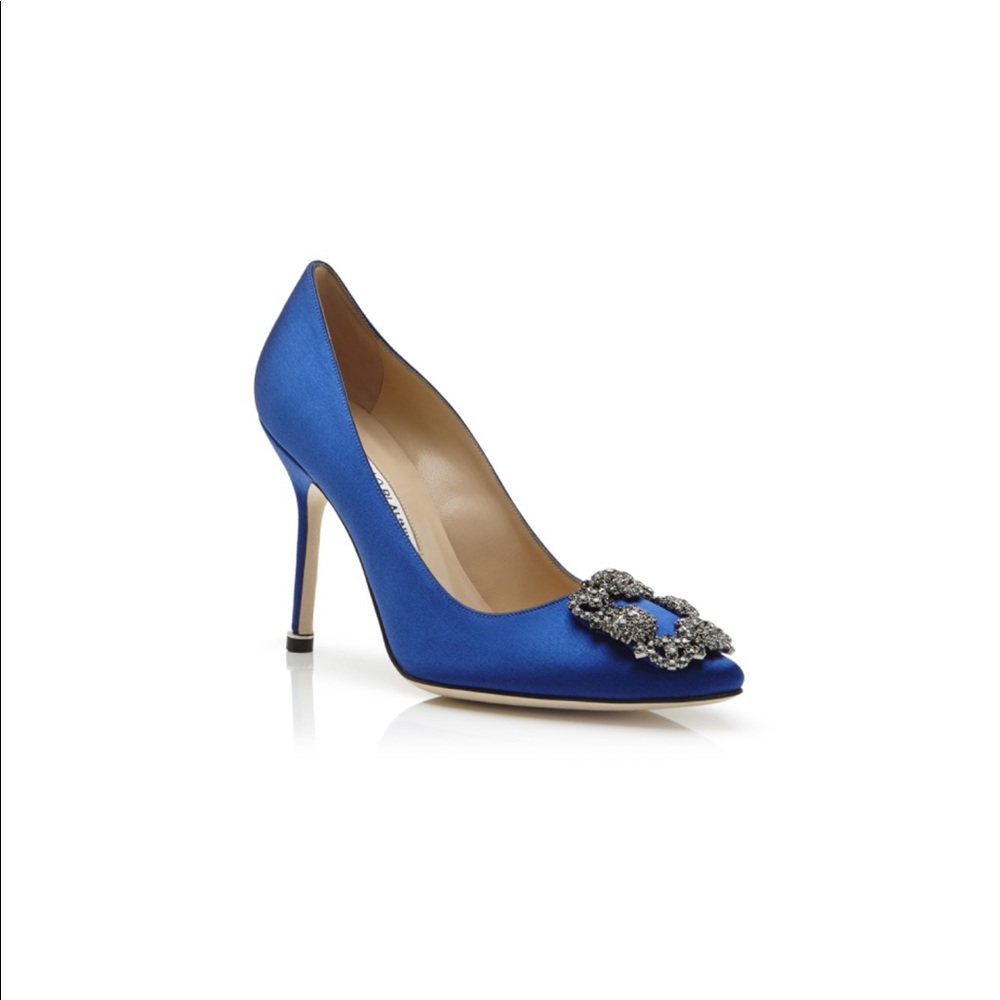 ❗️SOLD❗️Manolo Blahnik Hangisi Blue Satin Pumps